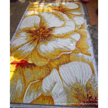 Mural Flower Glass Mosaic Pattern Art Mosaic Tile (HMP774)